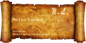 Melis Lóránt névjegykártya